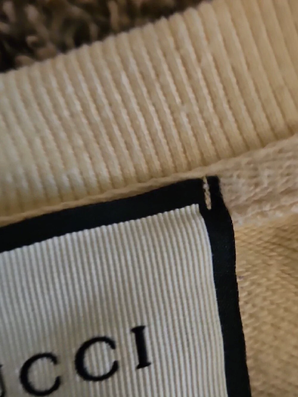 Gucci Cream Crewneck with Green and Red Web Stripe Graphic